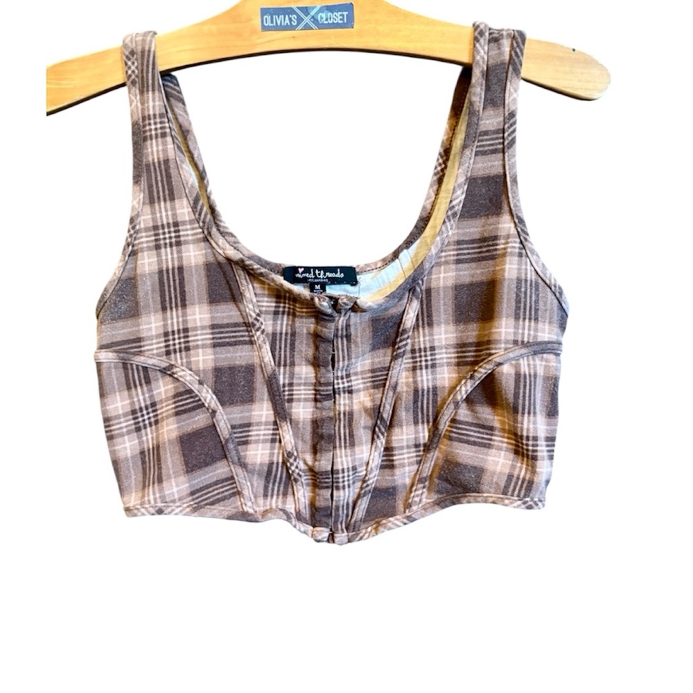 Olivia's Closet Plaid Brown Tank Top